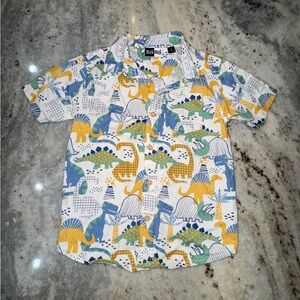 Mick Mack 4T Dinosaur Button Down Short Sleeve Shirt